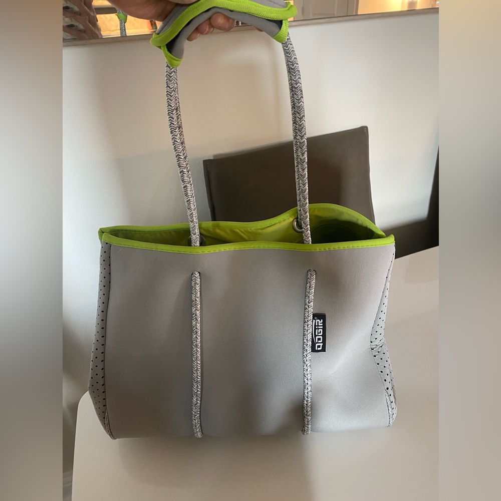 Gray and lime bag for everyday, the beach, or diaper bag